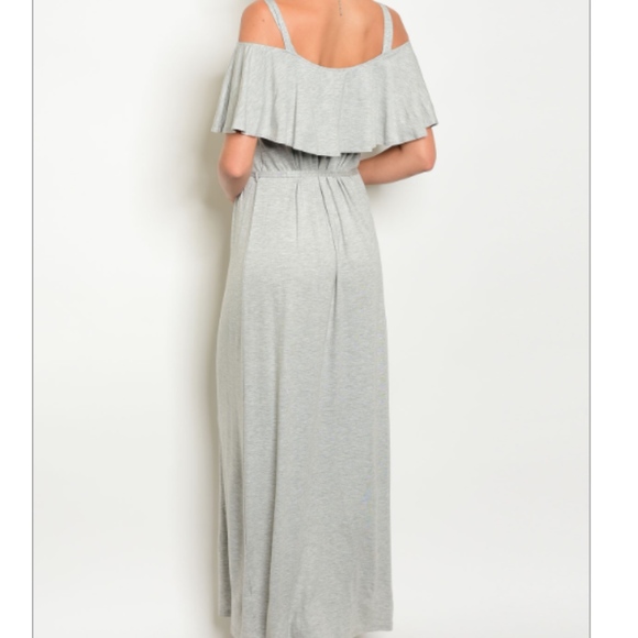 Gray Ruffle Jersey Maxi Dress - Picture 2 of 2